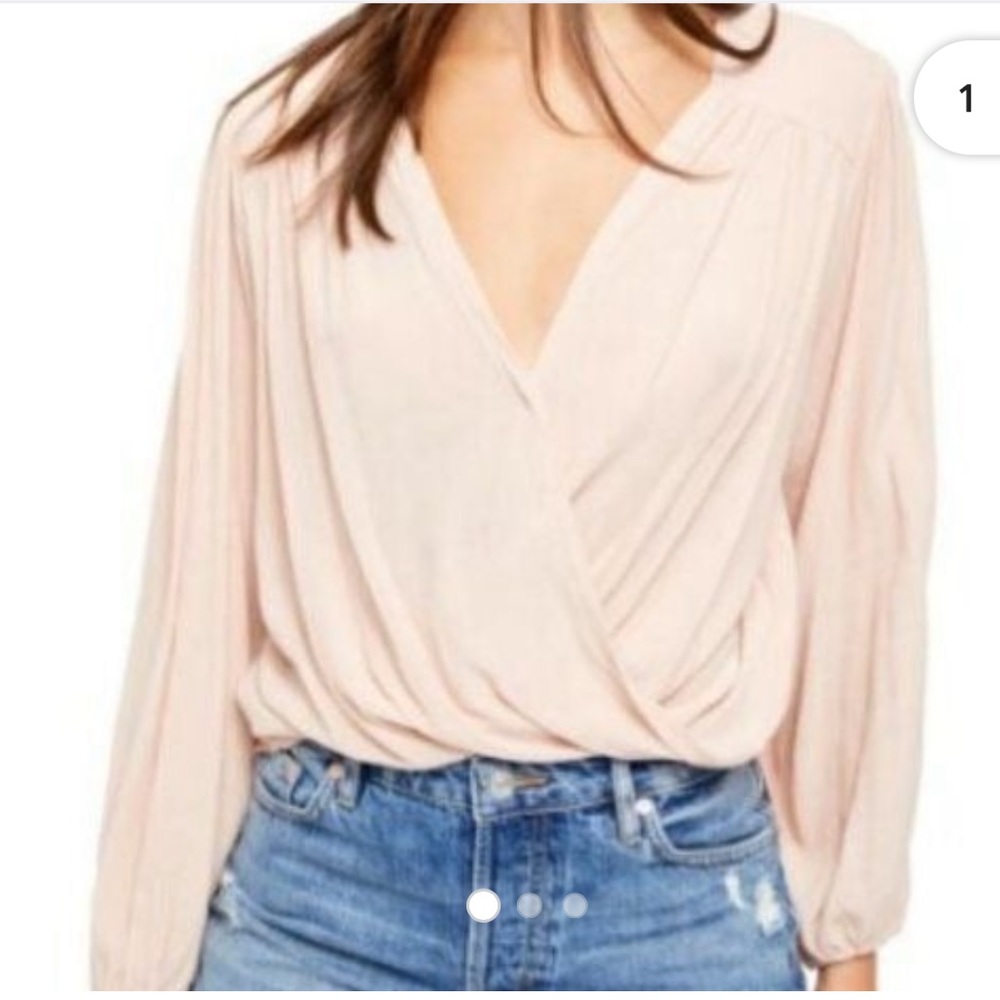 NWT Free People Check On It Faux Wrap Top in Pink Nectar Size Medium